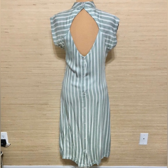 RVCA Nouveau Striped Mint Green Open Back Viscose Midi Dress Size Small - Picture 9 of 16